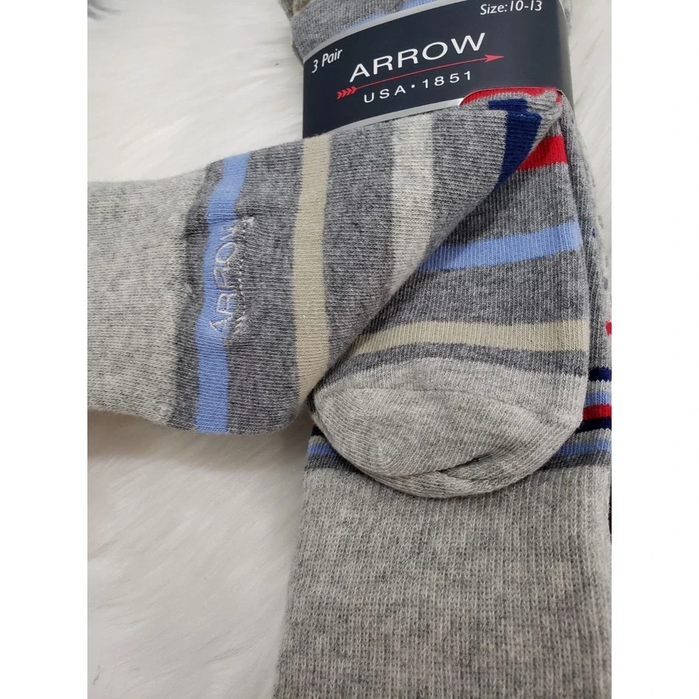 NEW Arrow Brand Tall Crew Cut Socks 2000s Dress Socks Striped Colorful Men 10-13